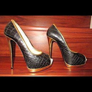 Giuseppe Zanotti “Sharon” Black Embossed Heels